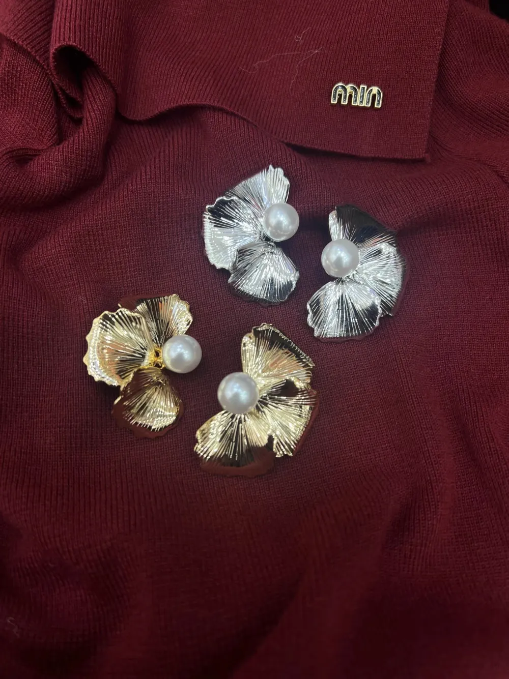 Rosa con perla -Orecchini in Acciaio - OR-413-7374