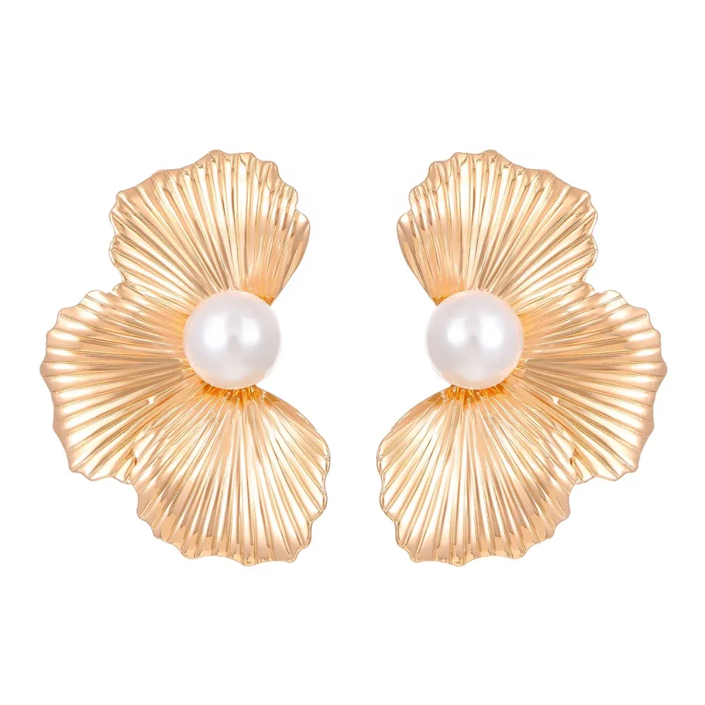 Rosa con perla -Orecchini in Acciaio - OR-413-7374