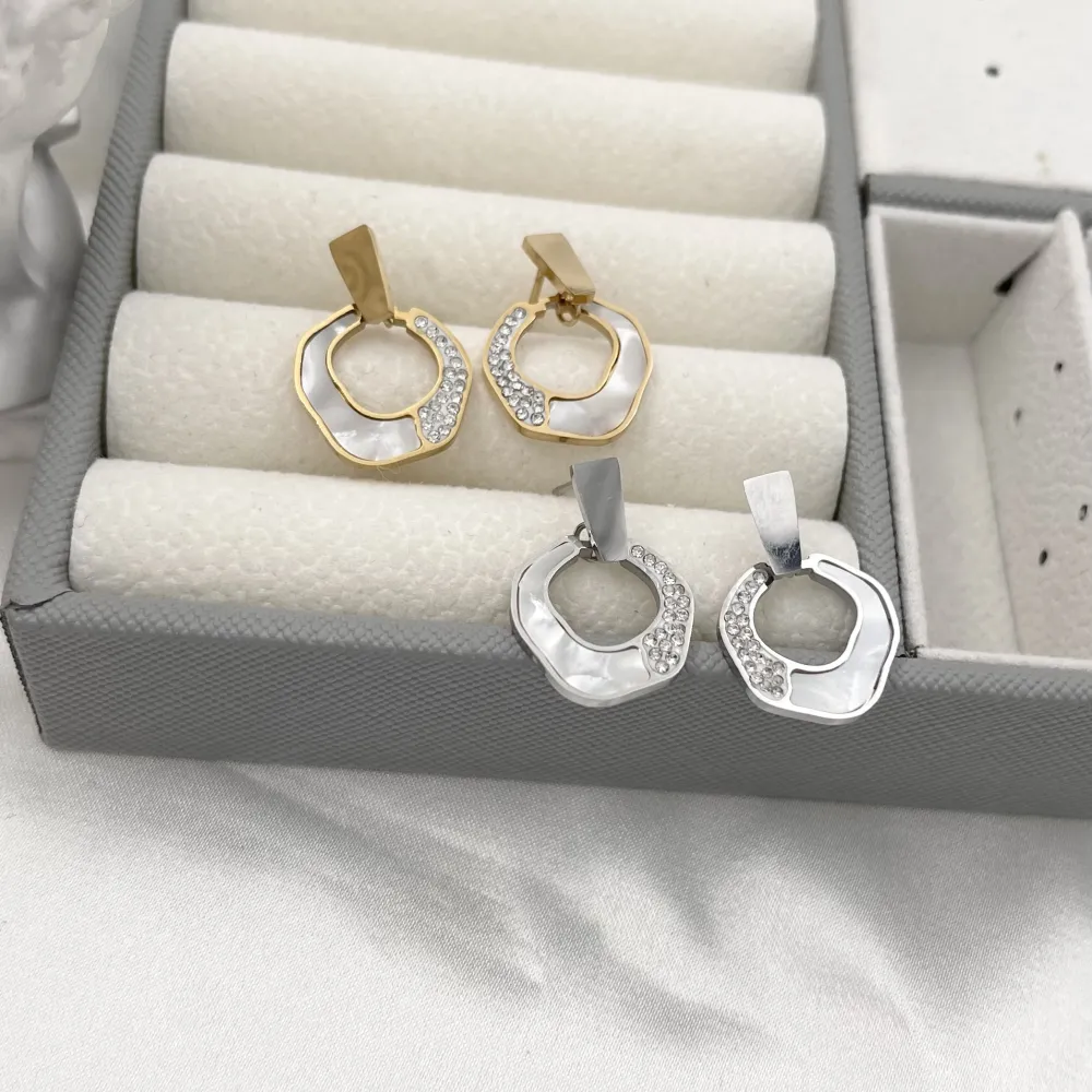 Cerchio di Fritillaria -Orecchini in Acciaio-Orecchini in madreperla - OR-413-1269