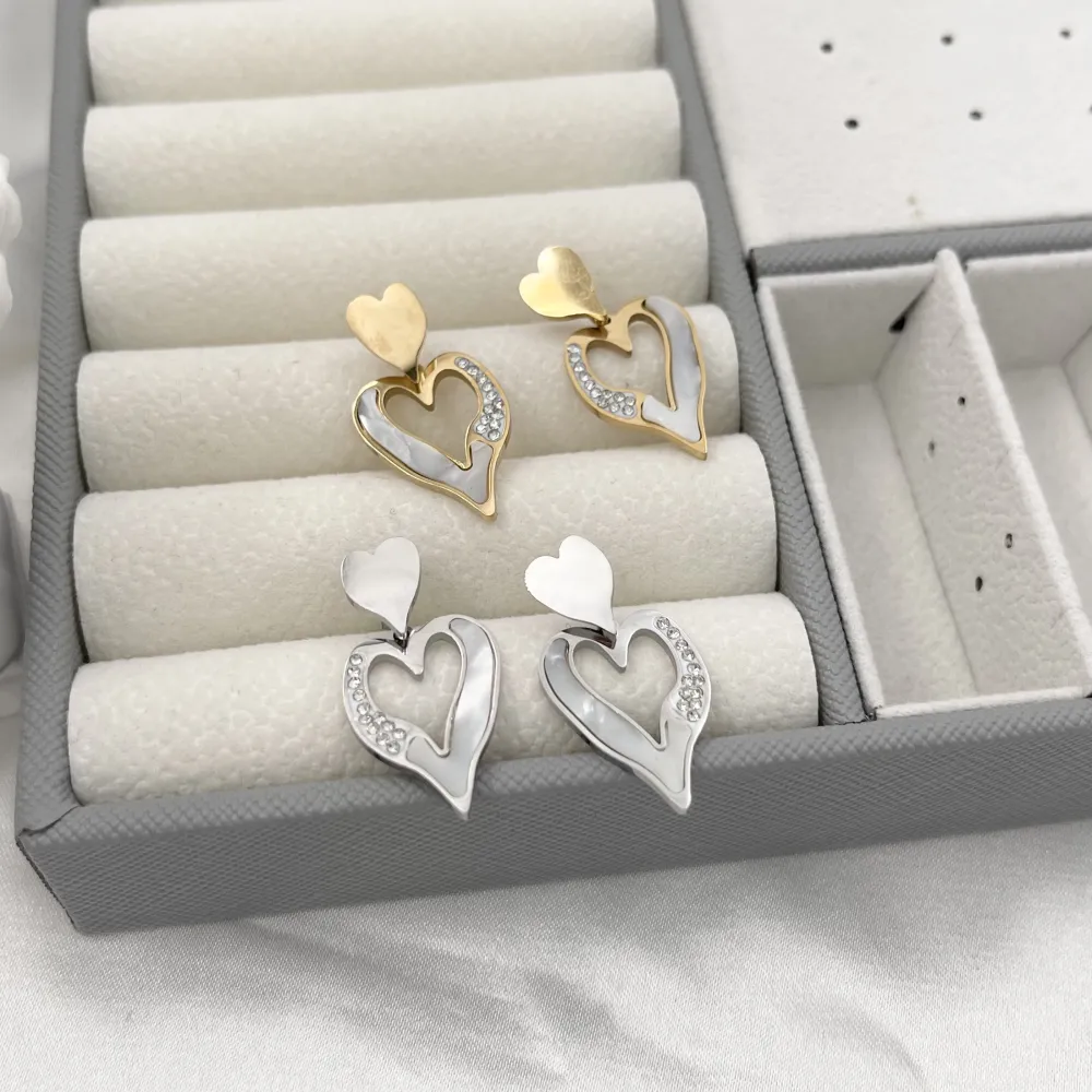 cuore di Fritillaria -Orecchini in Acciaio-Orecchini in madreperla - OR-413-1270