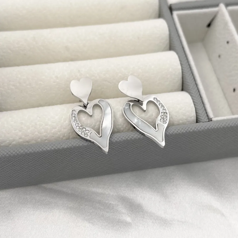 cuore di Fritillaria -Orecchini in Acciaio-Orecchini in madreperla - OR-413-1270