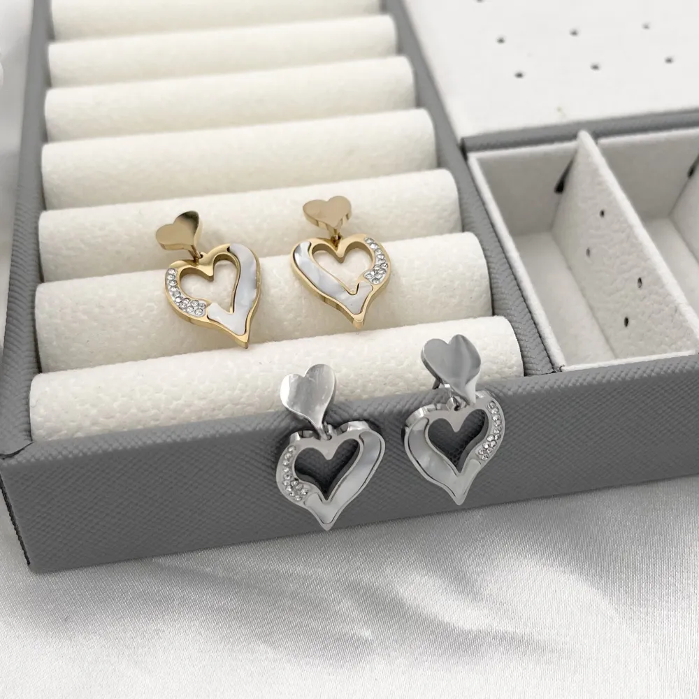 cuore di Fritillaria -Orecchini in Acciaio-Orecchini in madreperla - OR-413-1270