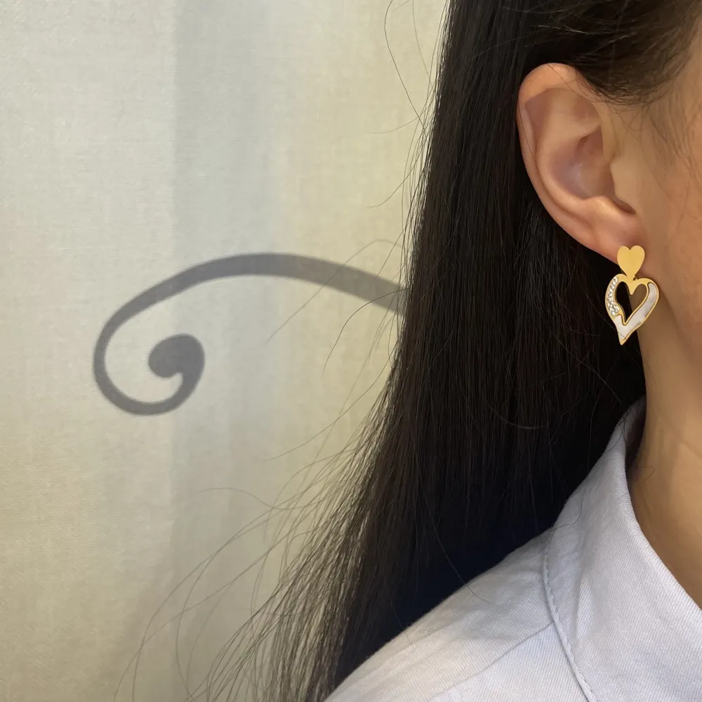 cuore di Fritillaria -Orecchini in Acciaio-Orecchini in madreperla - OR-413-1270