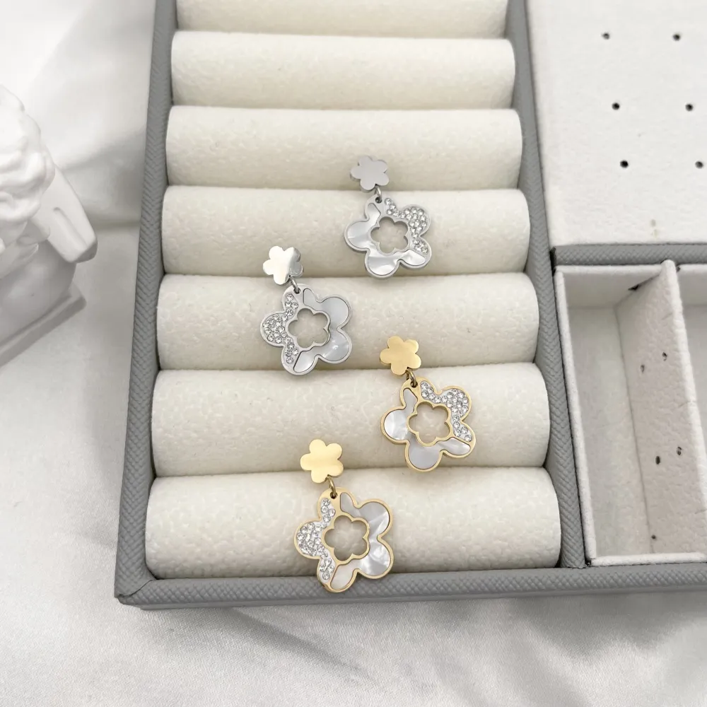 Fiori di Fritillaria -Orecchini in Acciaio-Orecchini in madreperla - OR-413-1271