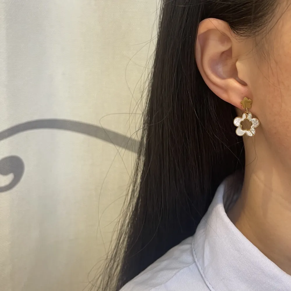 Fiori di Fritillaria -Orecchini in Acciaio-Orecchini in madreperla - OR-413-1271