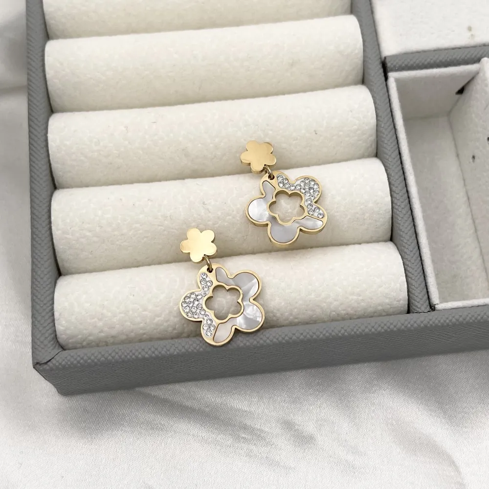 Fiori di Fritillaria -Orecchini in Acciaio-Orecchini in madreperla - OR-413-1271