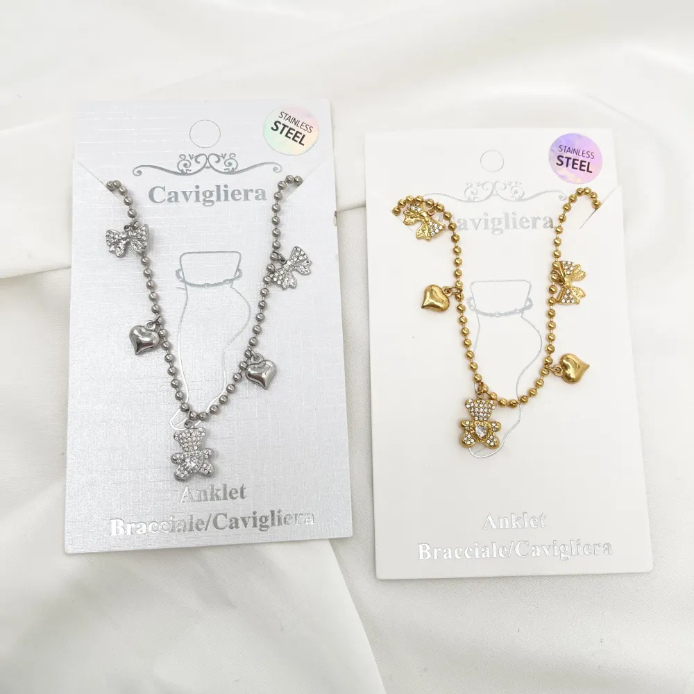 Fiocco Orsetto - Multi Pendenti Caviglie in Acciaio - CV-103-AA5532B