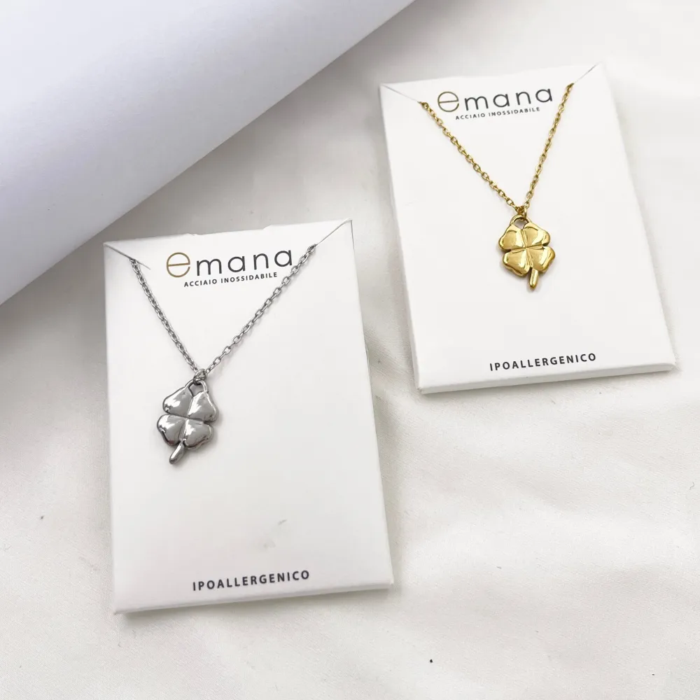 Quadrifoglio-Collana Corta in Acciaio - CL-413-3729