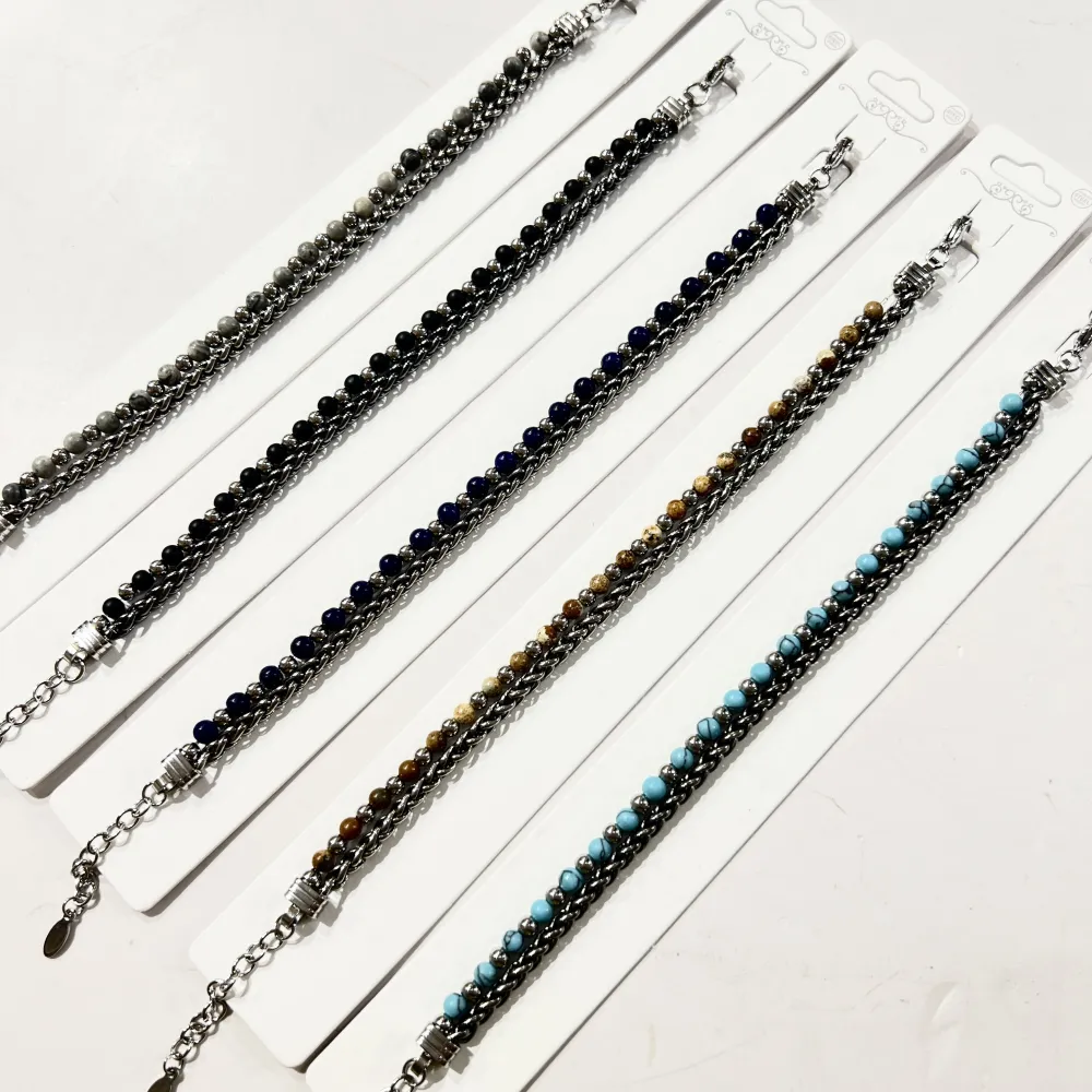 Doppia fila-Bracciale Uomo in Acciaio - BR-775-27