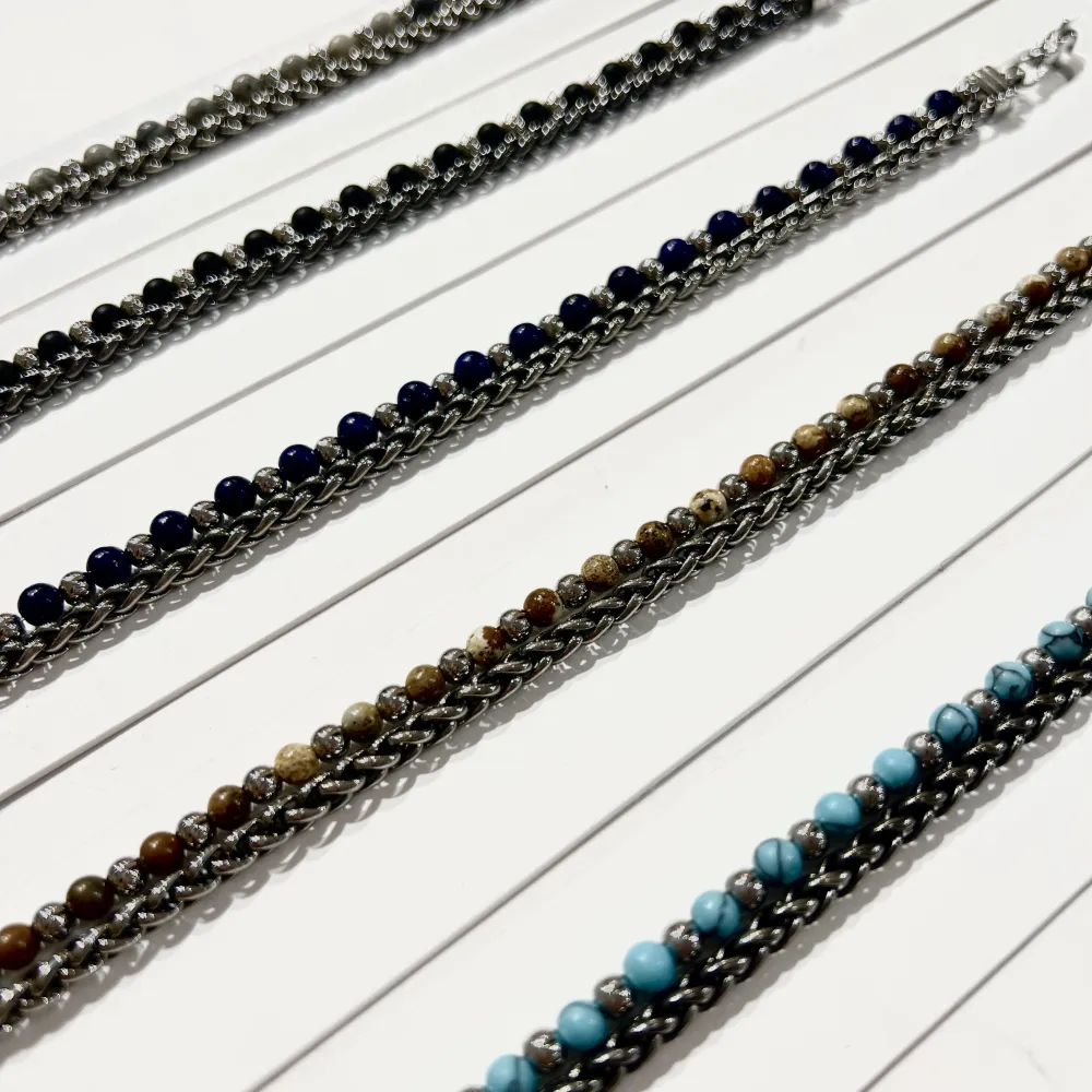 Doppia fila-Bracciale Uomo in Acciaio - BR-775-27