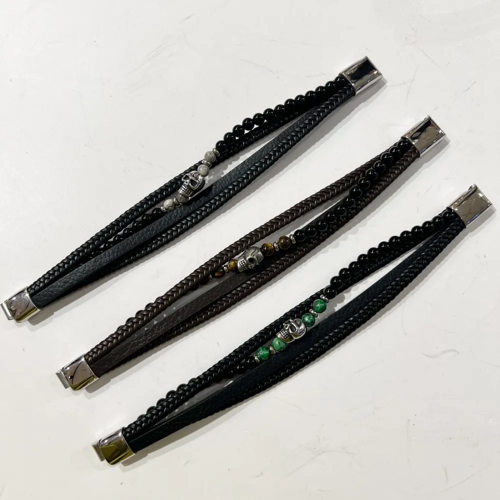 Multifili Con Teschio-Bracciale Uomo in Acciaio - BAU-775-25