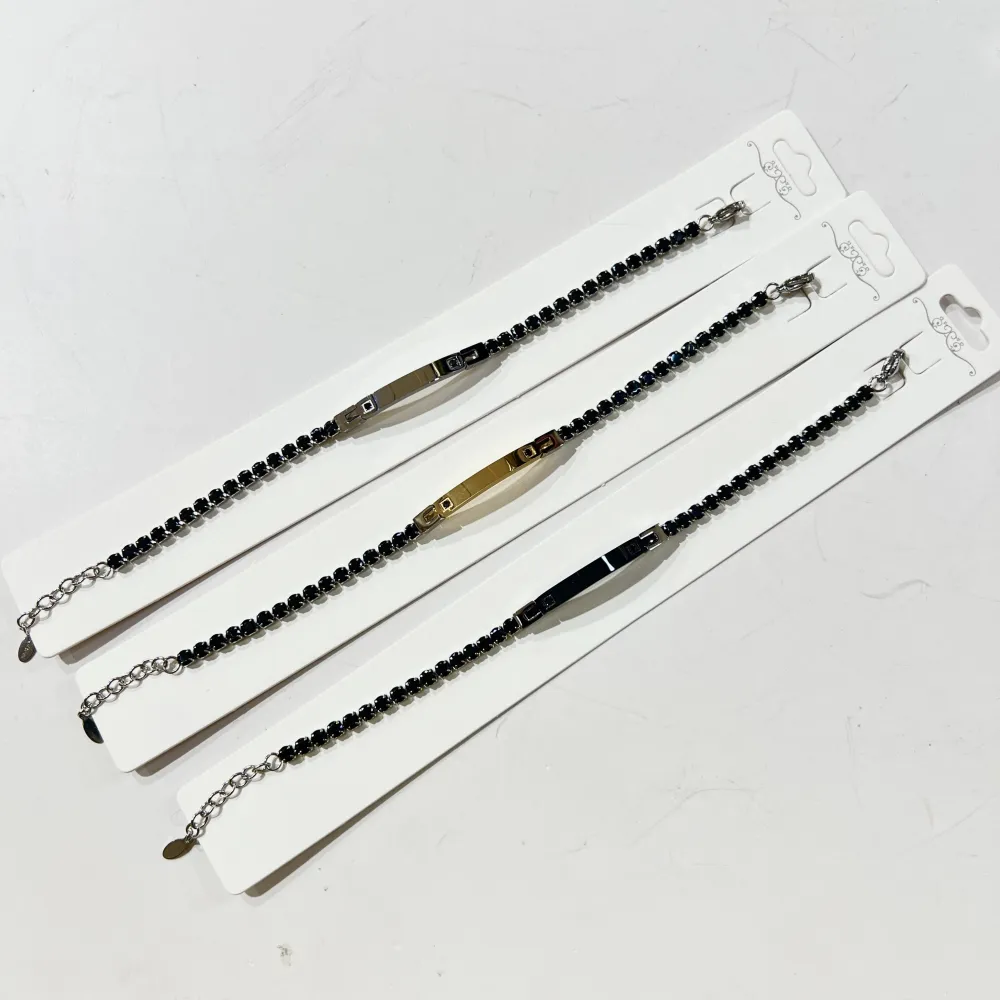 Placca semplice con punto luce-Bracciale Uomo in Acciaio - BR-775-45