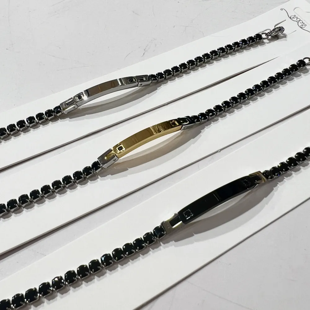 Placca semplice con punto luce-Bracciale Uomo in Acciaio - BR-775-45