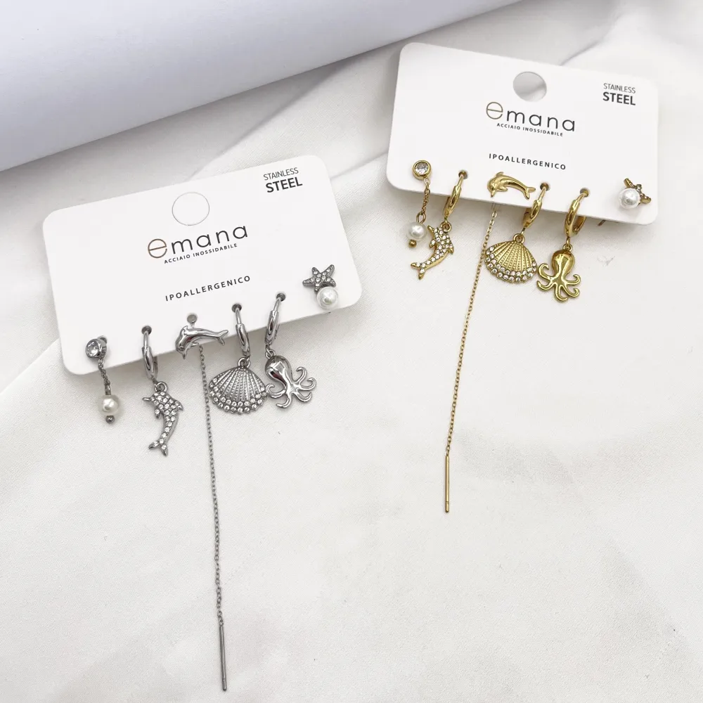 Mare Mix Set 6pz  Orecchini  in Acciaio - OR-103-AA6479