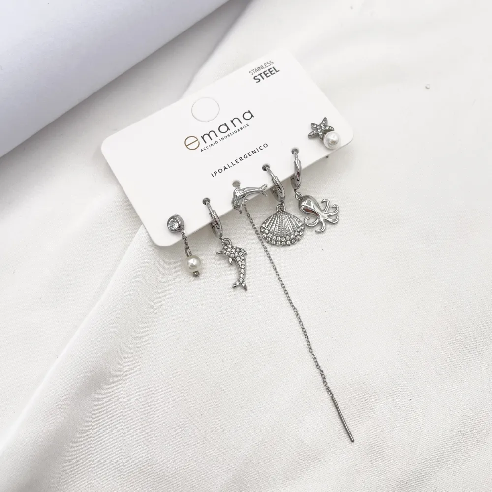 Mare Mix Set 6pz  Orecchini  in Acciaio - OR-103-AA6479