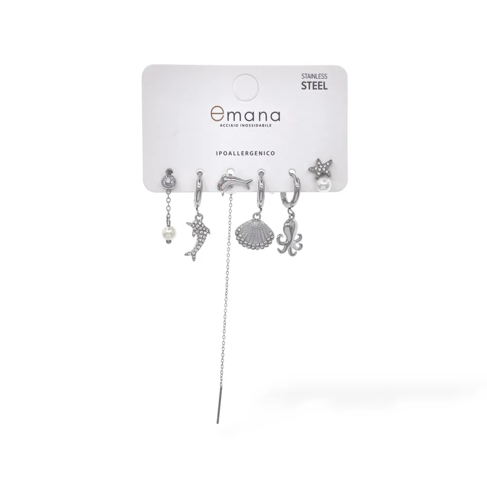 Mare Mix Set 6pz  Orecchini  in Acciaio - OR-103-AA6479