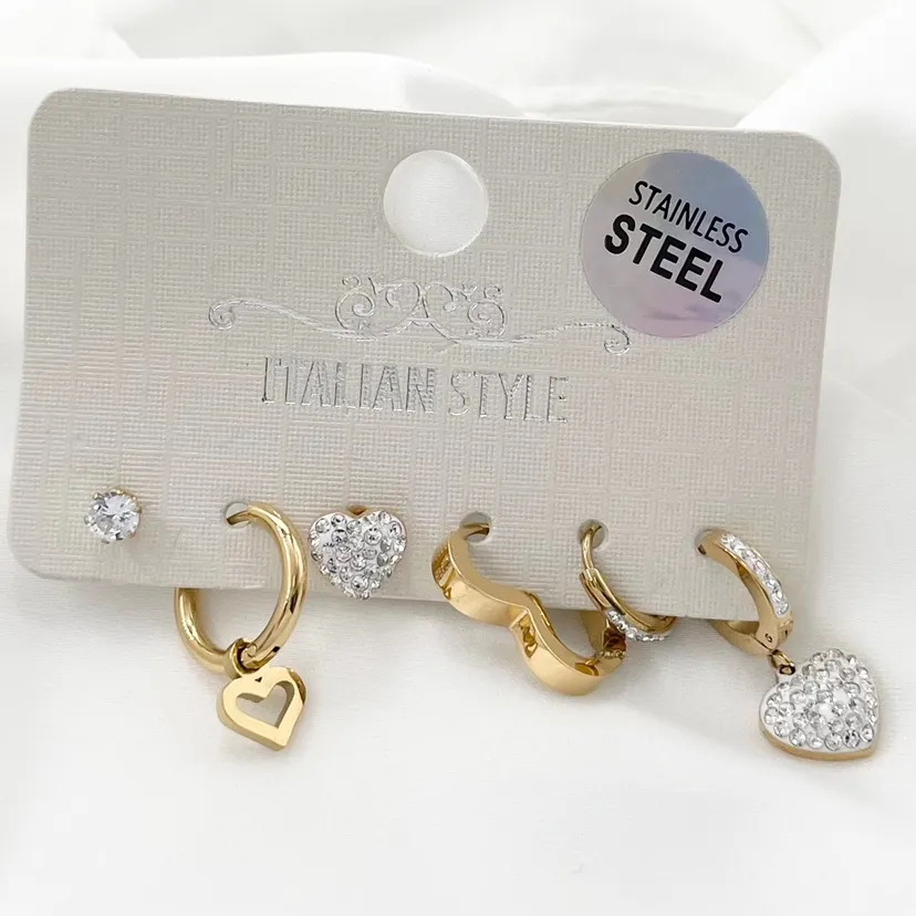 Cuore strass-Set 6pz Orecchini con Zirconia - OR-450-427/428