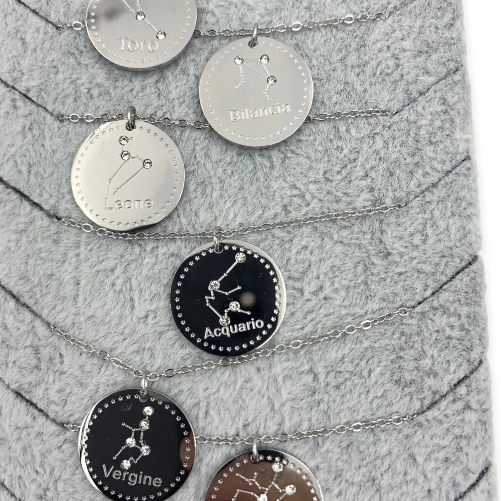 CPA413-2283-Segni Zodiacali-12Pz Collane Corta in Acciaio_2