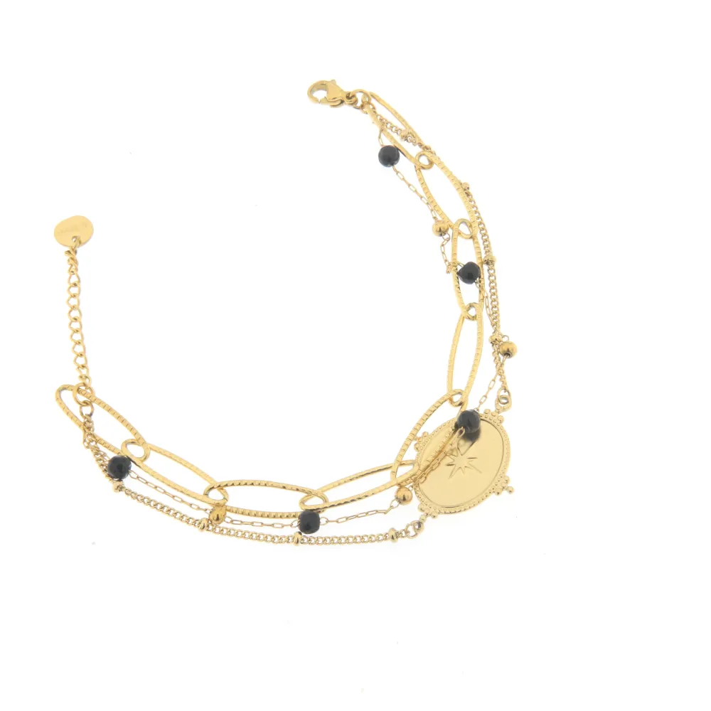 Croce Stella -Bracciale Doppia Catena_Oro Giallo_1