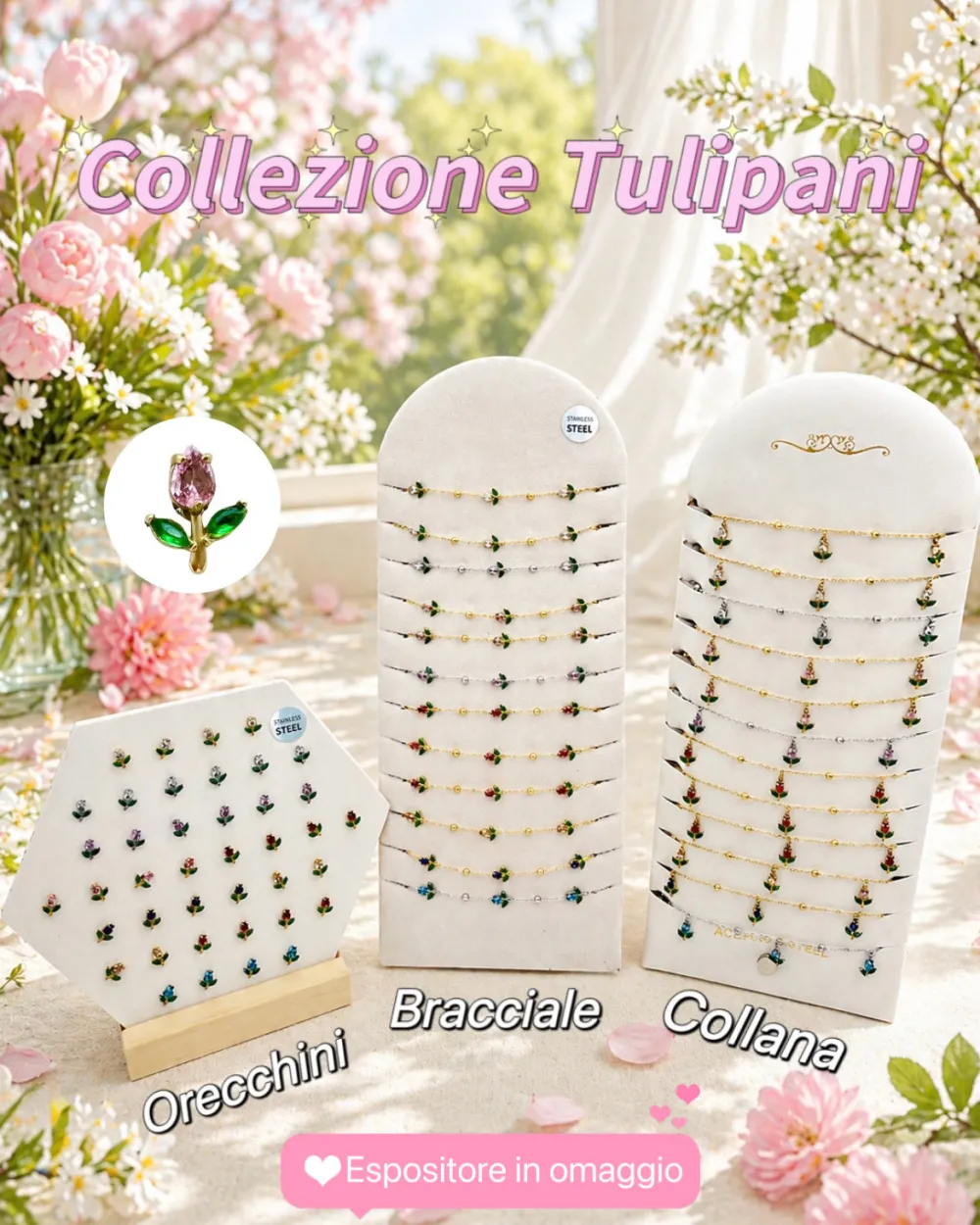 Tulipano-12pz Collane corte in Acciaio - CL-413-3785
