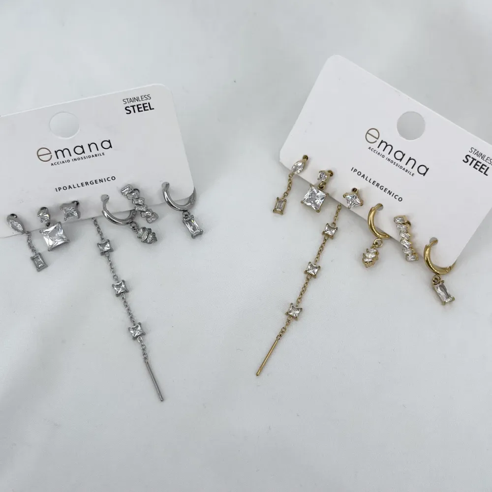 Quadrato pendente - Set Orecchini 6 Pz  - OR-103-AA7037E
