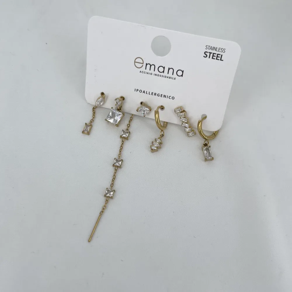 Quadrato pendente - Set Orecchini 6 Pz  - OR-103-AA7037E