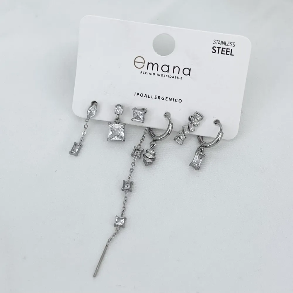 Quadrato pendente - Set Orecchini 6 Pz  - OR-103-AA7037E