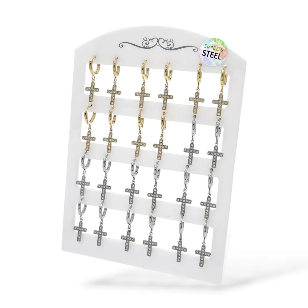 Cerchi  croce-24pz Orecchini in Acciaio - OR-103-AA7065E