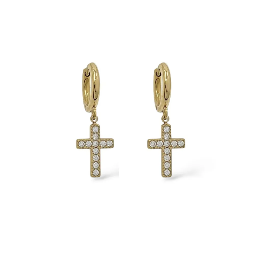 Cerchi  croce-24pz Orecchini in Acciaio - OR-103-AA7065E
