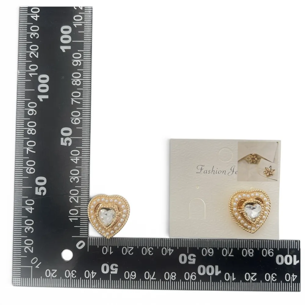 Cuore con perle - Copri bottone con zirconia - SP-312-459