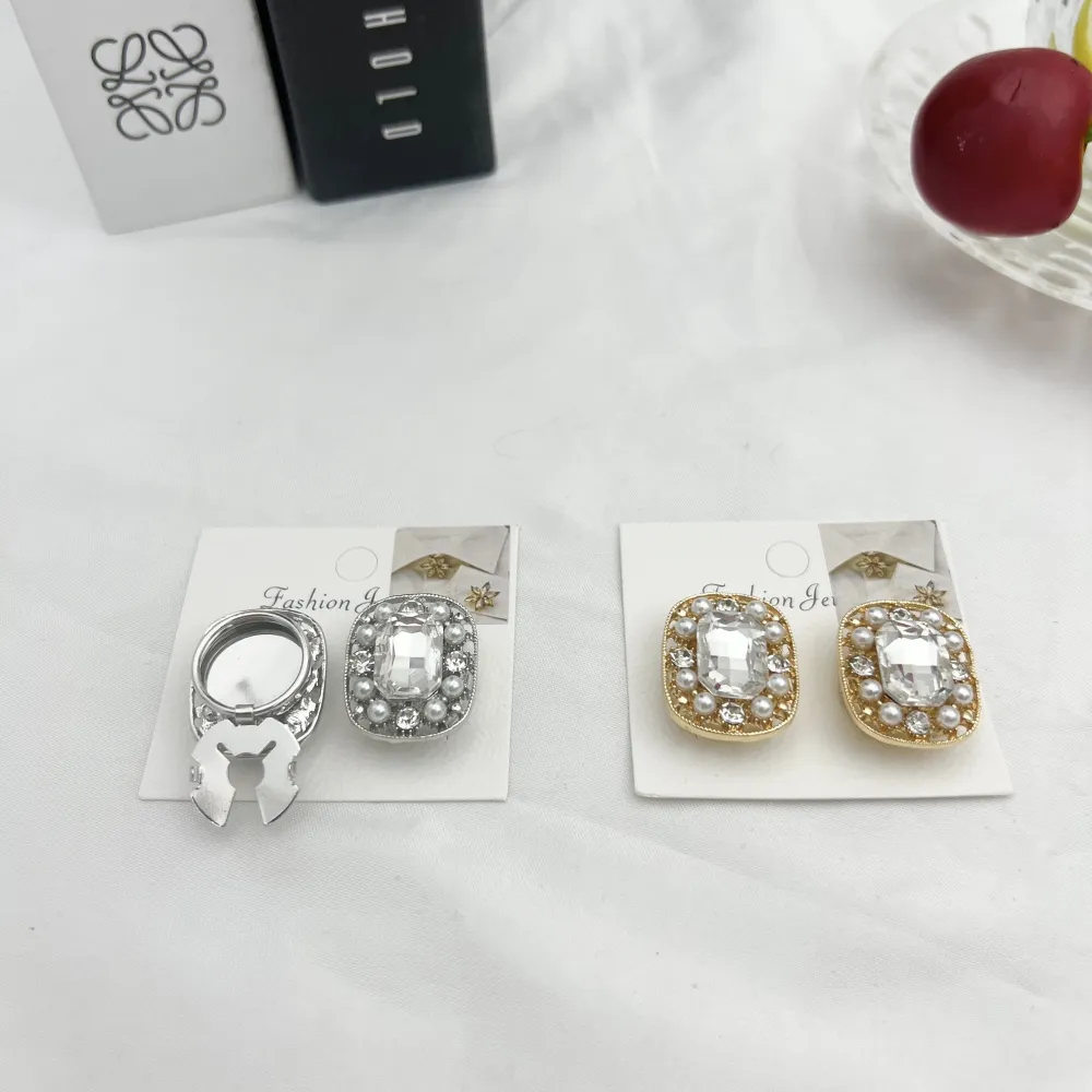 Ovale con perle - Copri bottone con zirconia - SP-312-458