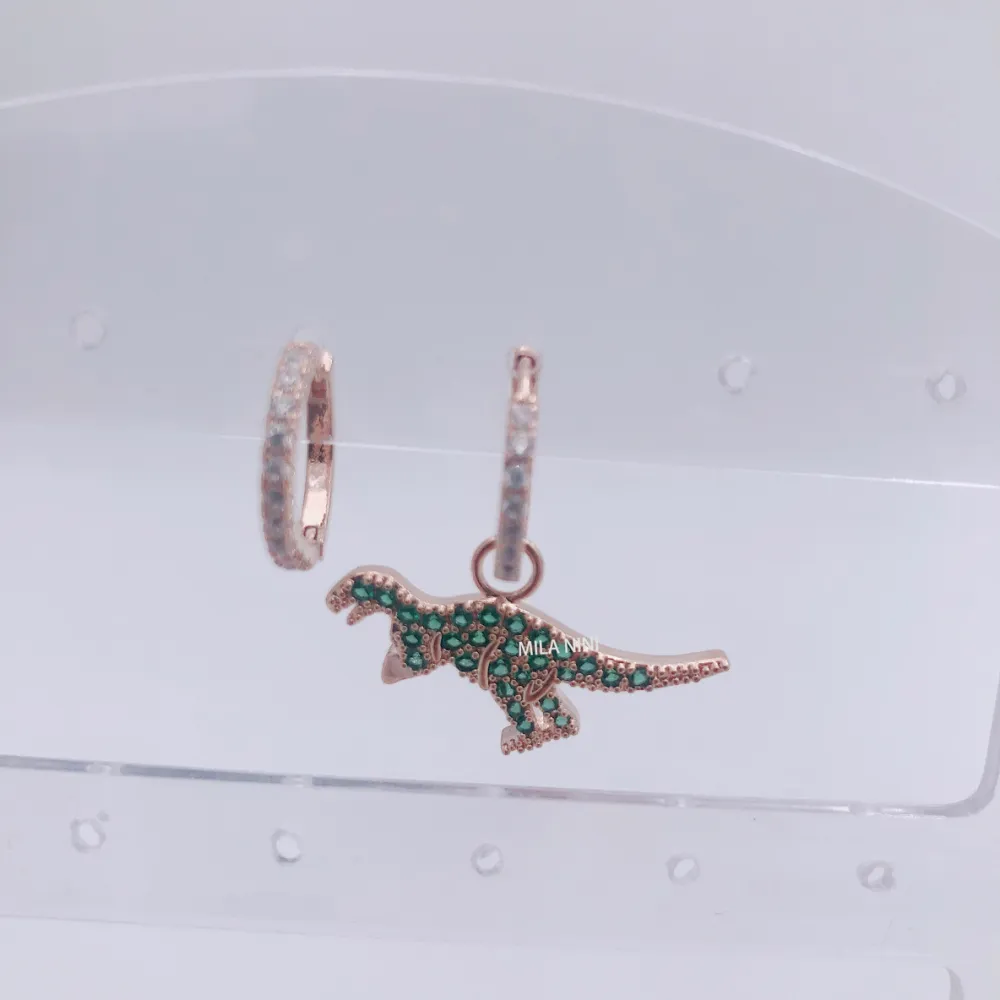 Dinosauro 5758 - Orecchini cerchio zirconia_2