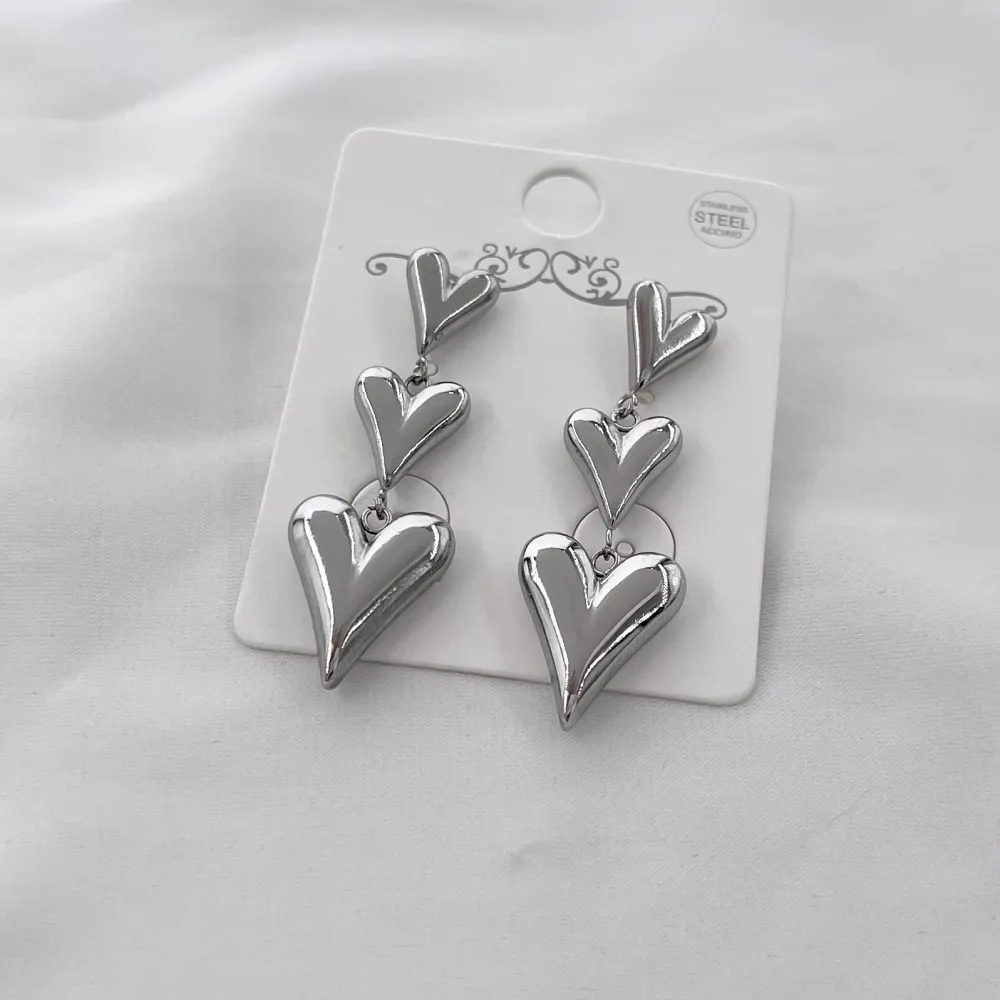 Cuore pendente-Orecchini in Acciaio - OR-774-98