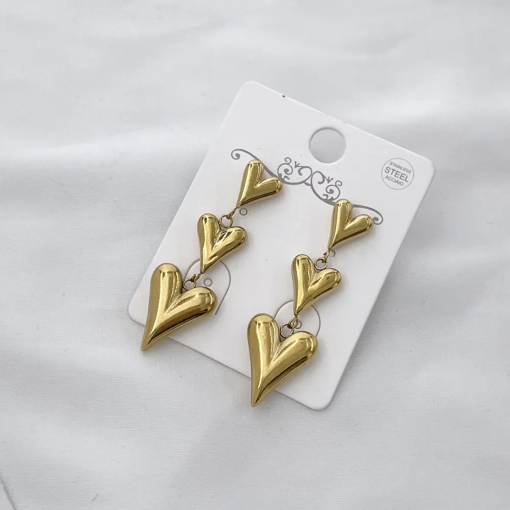 Cuore pendente-Orecchini in Acciaio - OR-774-98