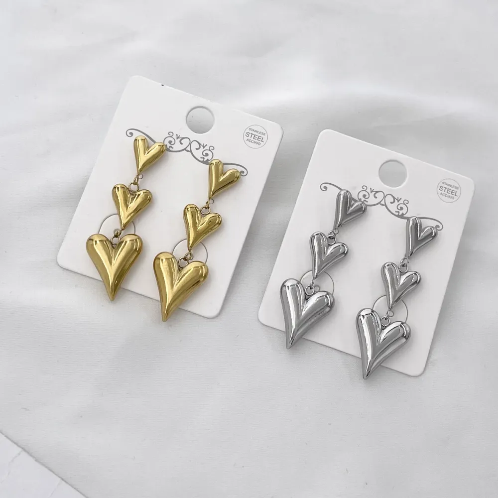 Cuore pendente-Orecchini in Acciaio - OR-774-98