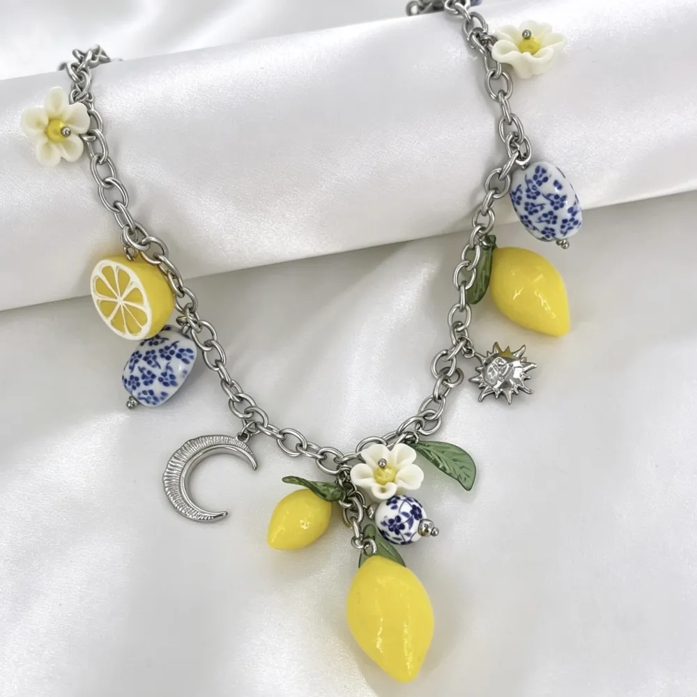 Limone ceramica-Collana Lunga in Acciaio - CL-732-642