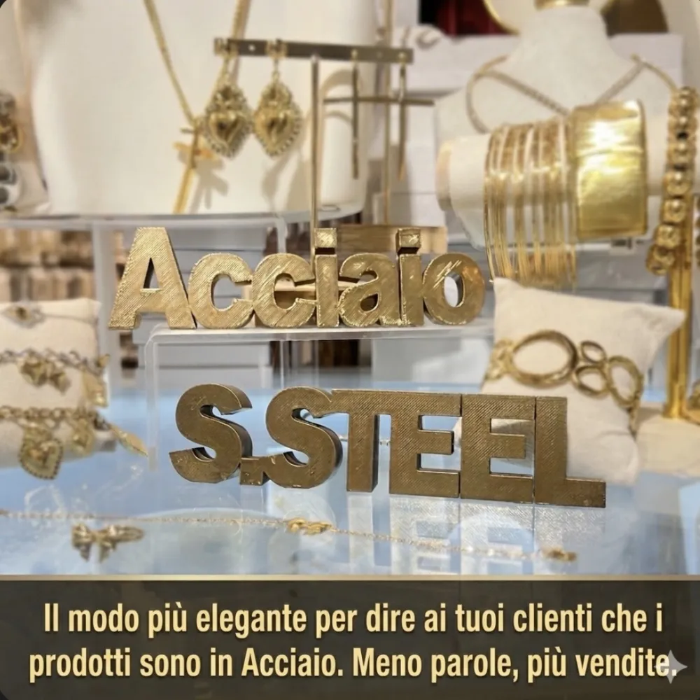 Scritta ACCIAIO (stampante 3D) - Scritta ACCIAIO