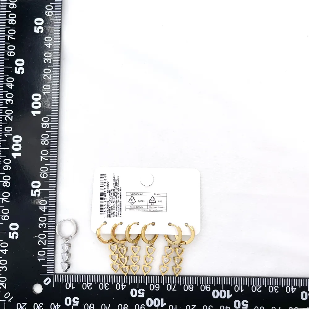 Cuore -Set 6pz Orecchini in Acciaio e Zirconia - OR-103-AA7086E