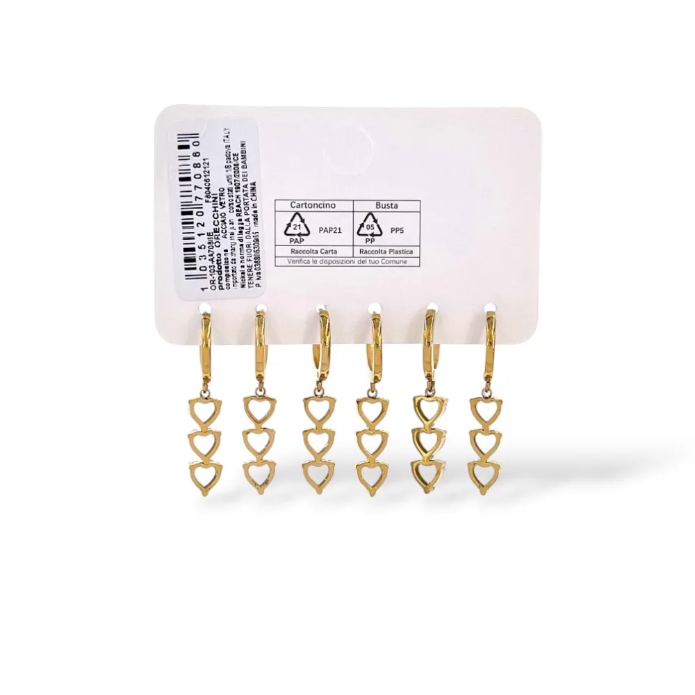 Cuore -Set 6pz Orecchini in Acciaio e Zirconia - OR-103-AA7086E