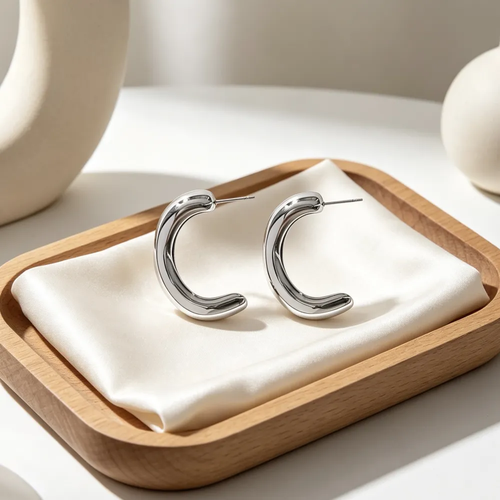 Curva-Orecchini Moda in Acciaio - OR-413-302