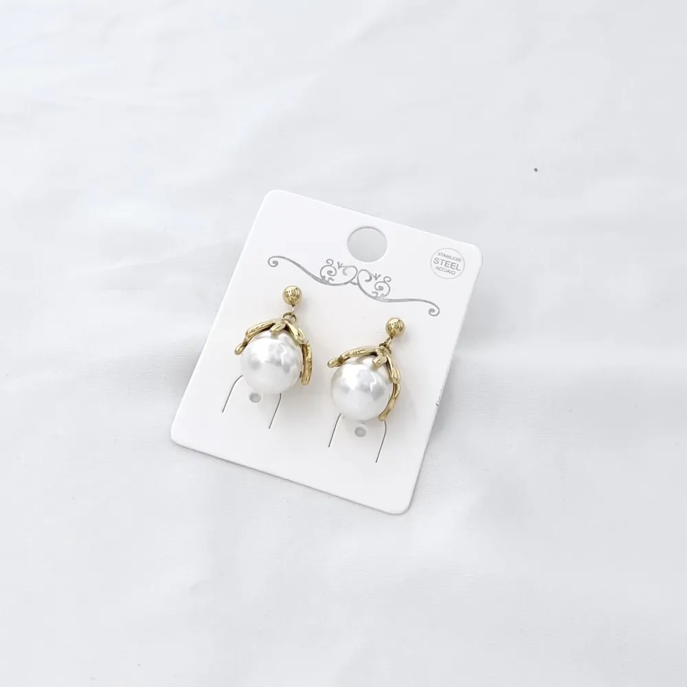 Fiore con perla-Orecchini Moda in Acciaio - OR-413-2554