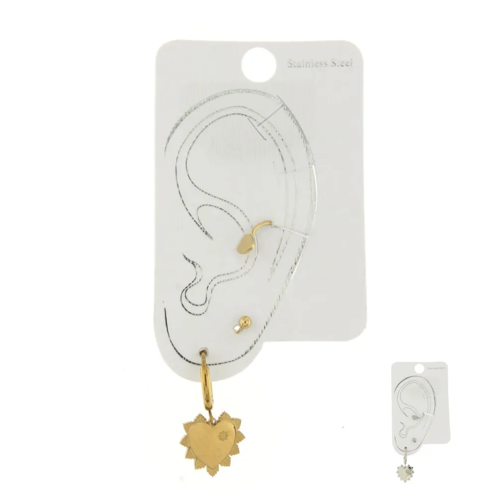 EAK6829-Cuore- Set Earcuff Orecchini in Acciaio_2