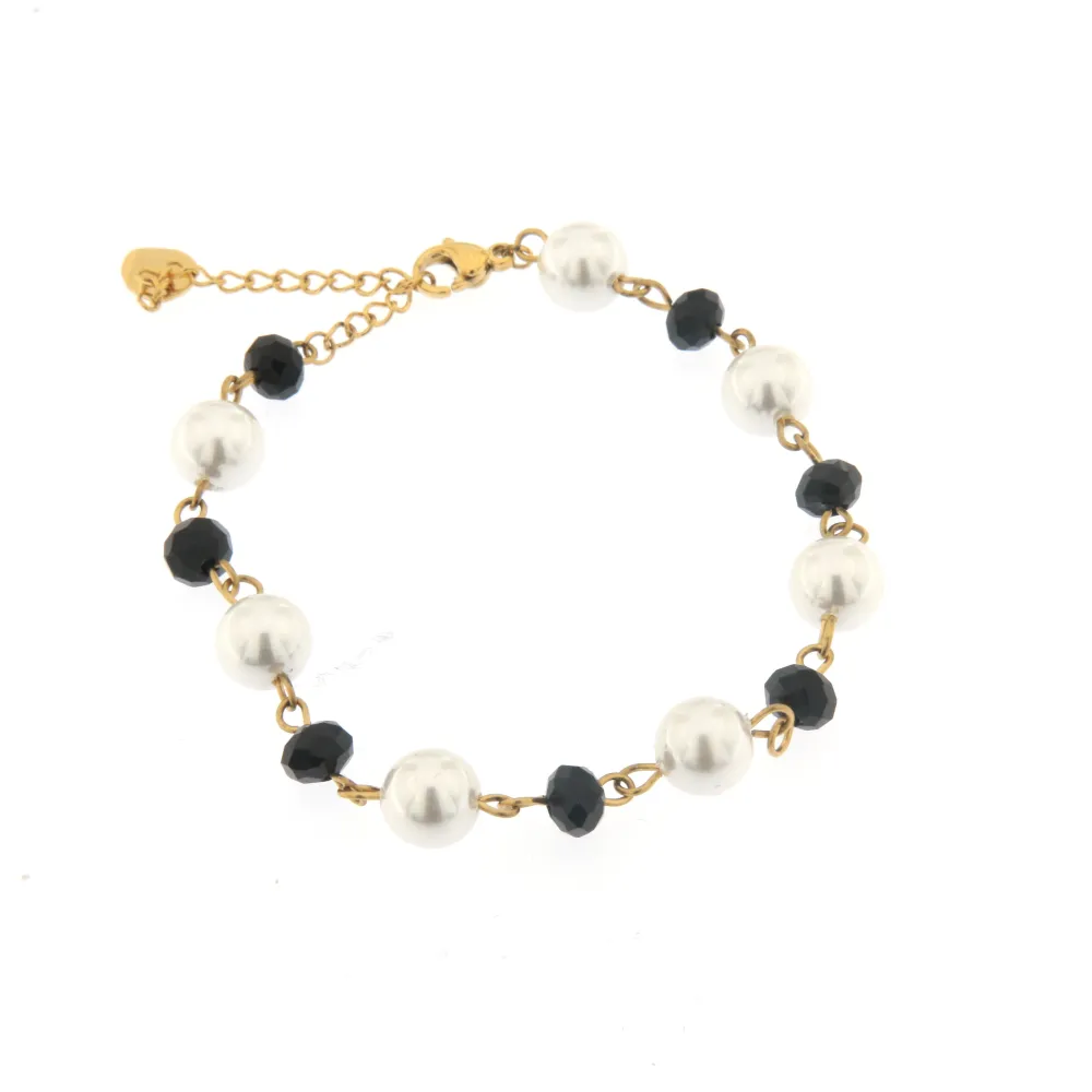 Liscio - Bracciale Perla e Cristalli_Oro Giallo_1