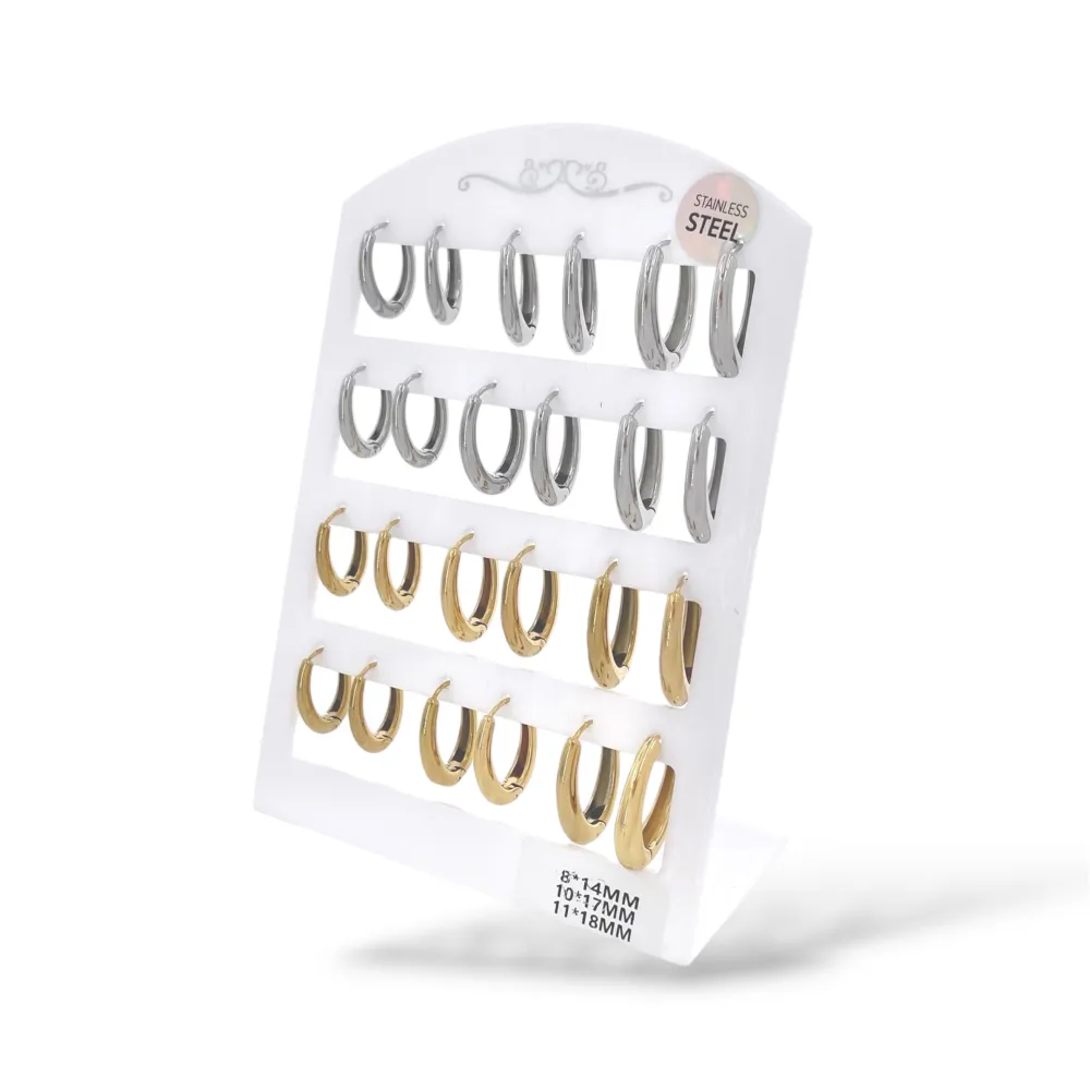 Cerchio 8x14mm 10x17mm 11x18mm-24pz Orecchini in Acciaio - OR-103-AA6770E