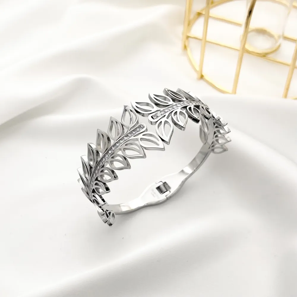 Foglia-Bracciale Rigido in Acciaio - BR-413-2300