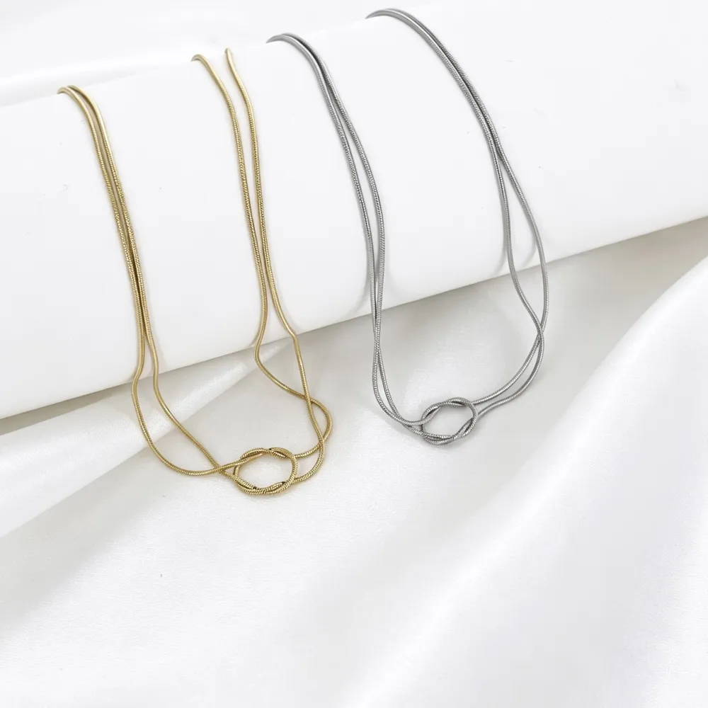 Nodo doppio filo-Collana corta in Acciaio - CL-413-3793