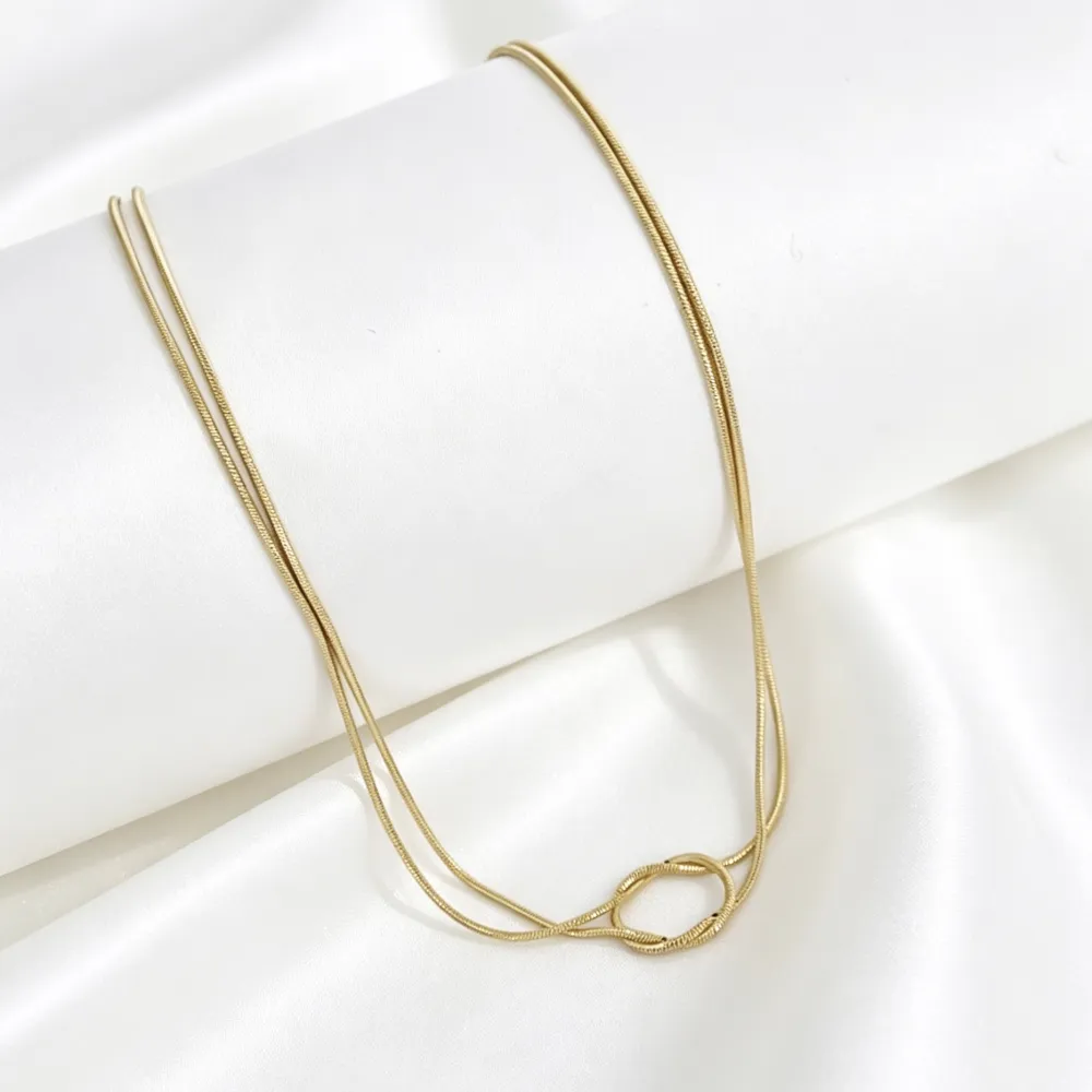 Nodo doppio filo-Collana corta in Acciaio - CL-413-3793