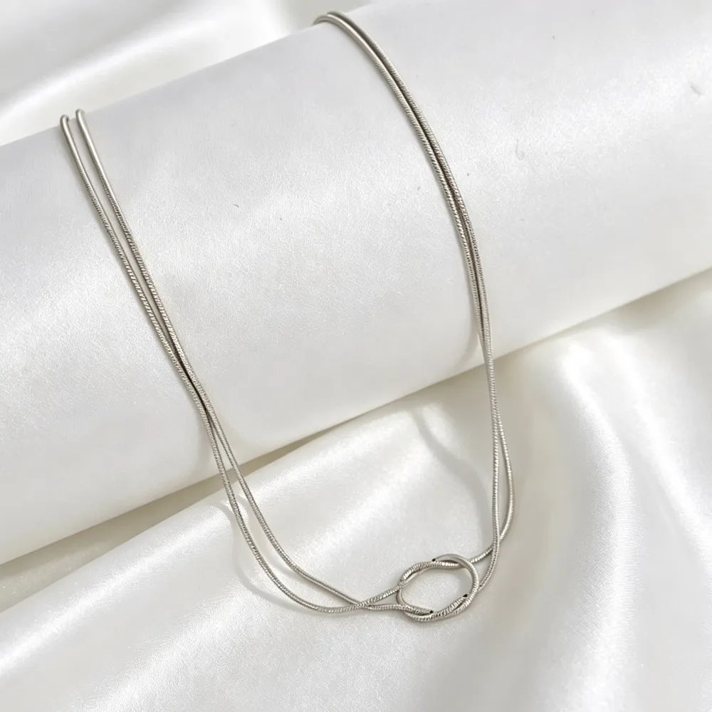 Nodo doppio filo-Collana corta in Acciaio - CL-413-3793