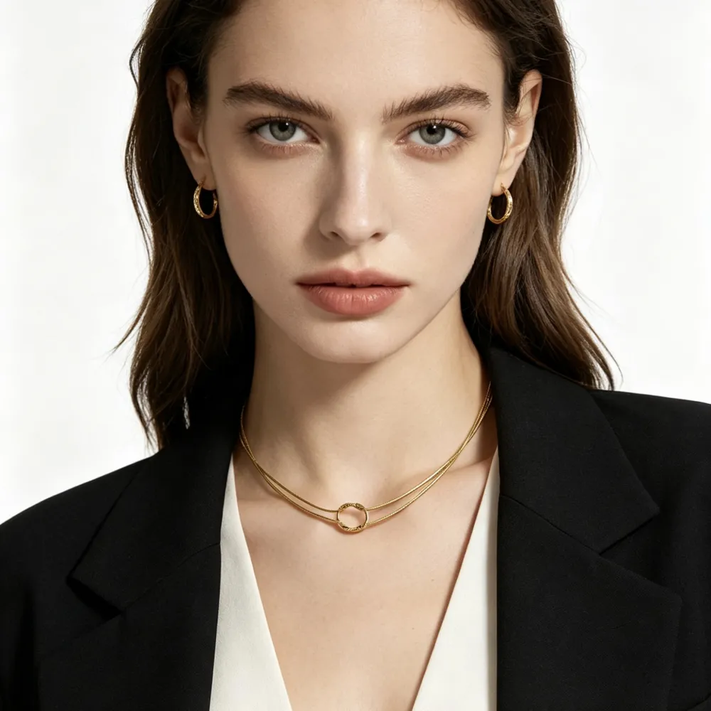Nodo doppio filo-Collana corta in Acciaio - CL-413-3793