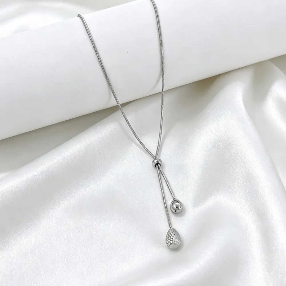 Goccia Y  -Collana lunga regolabile in Acciaio 38+36cm - CL-103-AA7045N